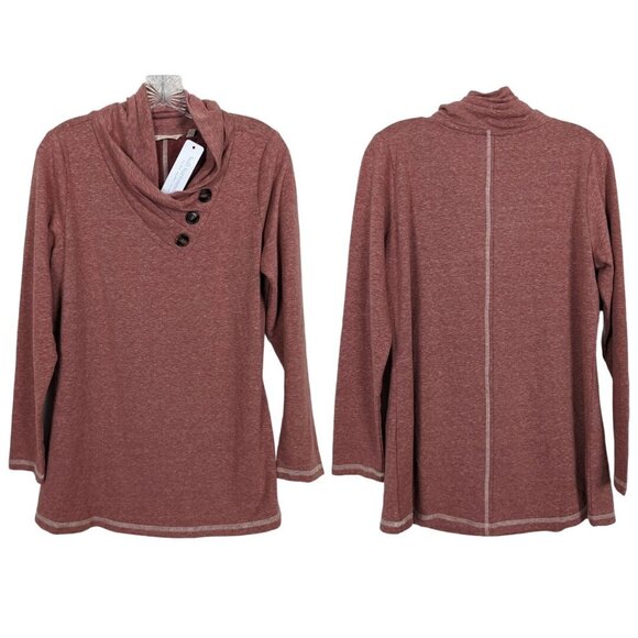 Soft Surroundings long sleeve Brinley brick colored cowl neck buttons tunic S - Picture 5 of 8